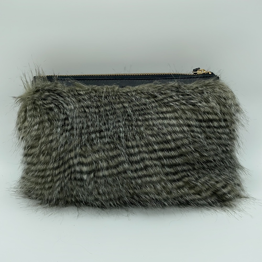 Ann Taylor Grey Fur Clutch NWT